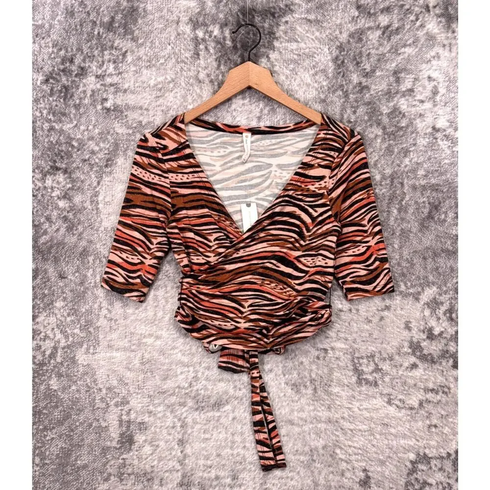 New Anthropologie Top Small Womens Daily Practice Tiger Wrap